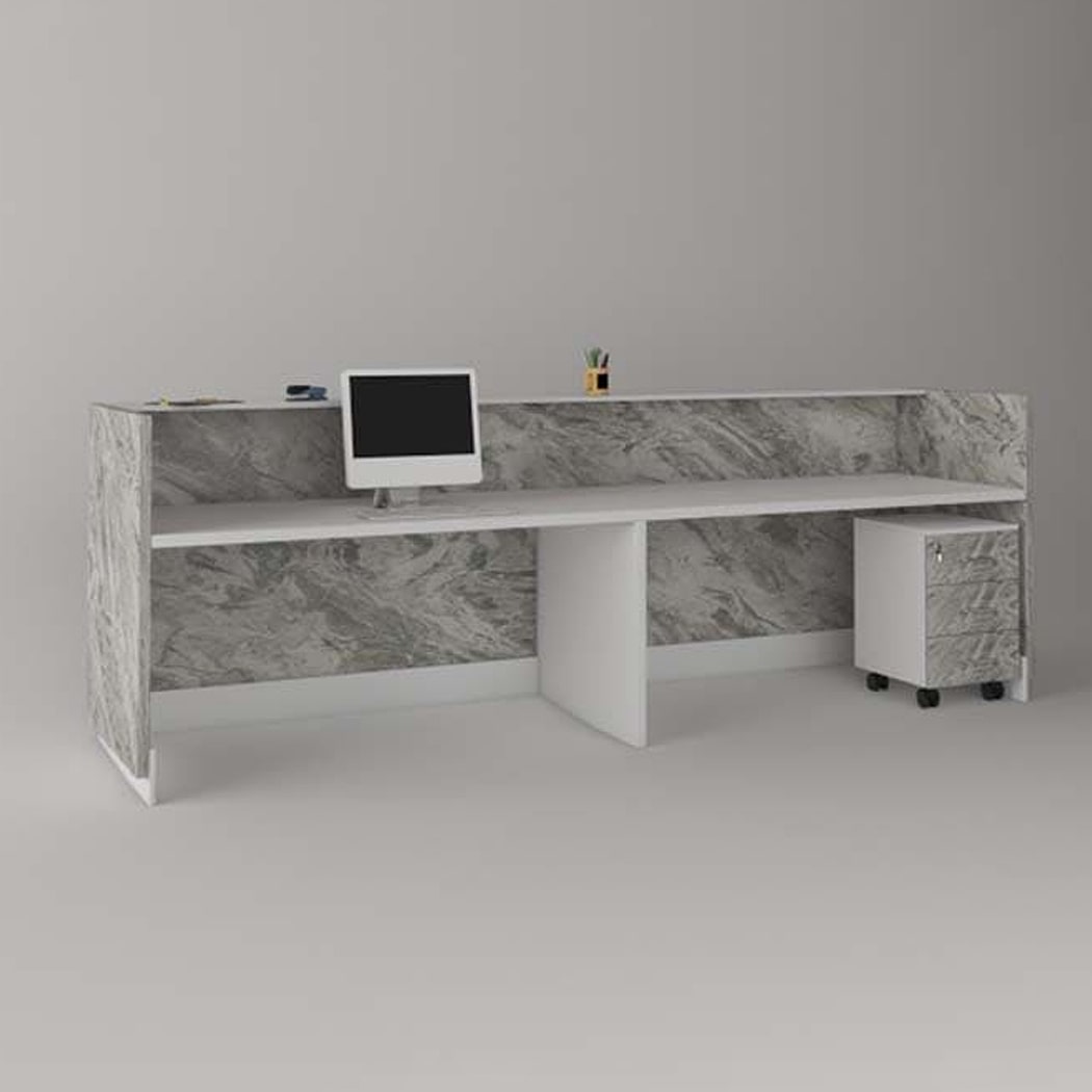 Quầy lễ tân chữ U màu trắng, kèm hộc di động tiện lợi cho 2 người Rok DKFQLT37-W Quầy lễ tân chữ U màu trắng, kèm hộc di động tiện lợi cho 2 người Rok DKFQLT37-W