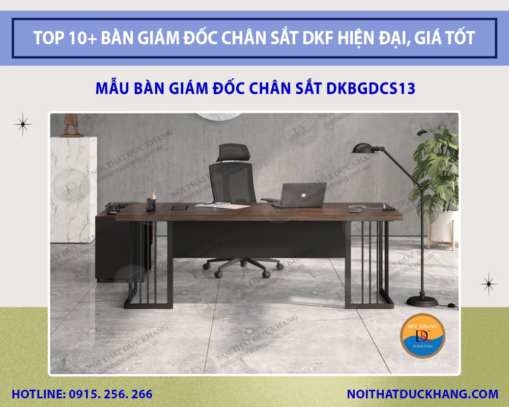 Mẫu bàn giám đốc chân sắt DKBGDCS13
