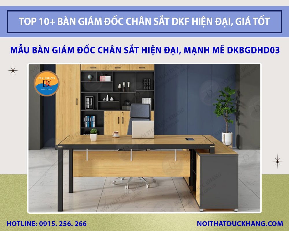 Mẫu bàn giám đốc chân sắt hiện đại, mạnh mẽ DKBGDHD03