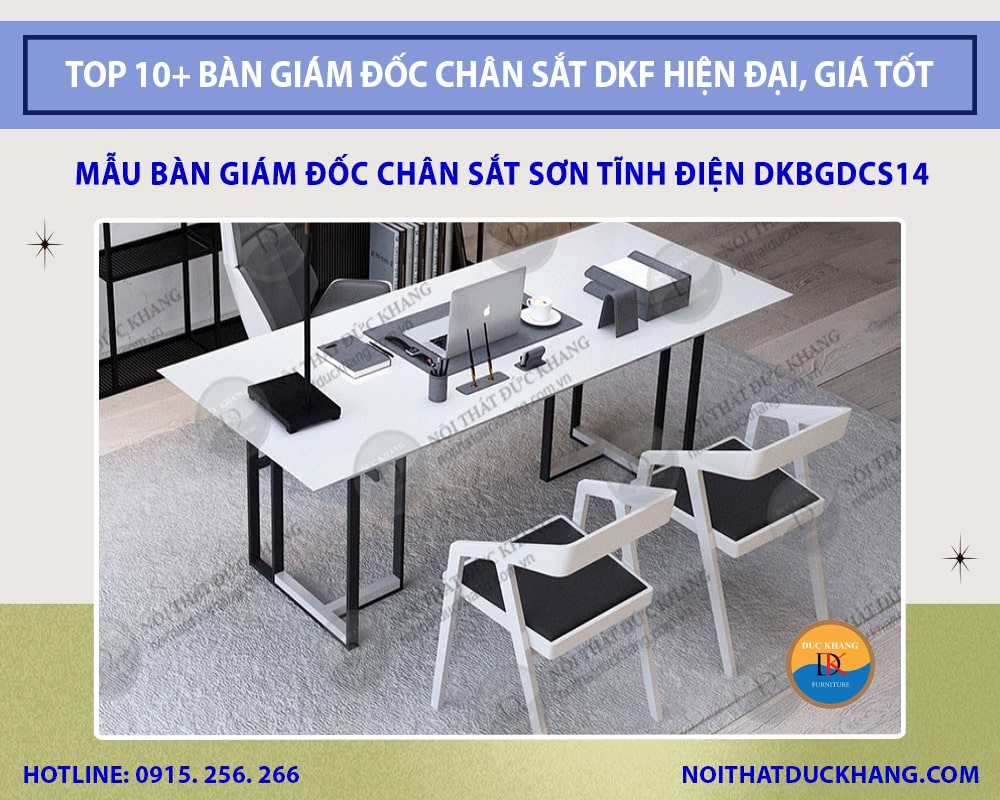 Mẫu bàn giám đốc chân sắt sơn tĩnh điện DKBGDCS14
