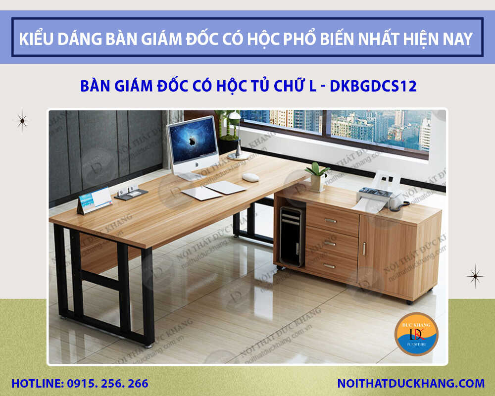 Bàn giám đốc có hộc tủ chữ L
