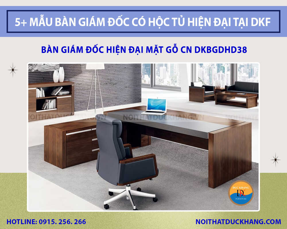 Bàn giám đốc hiện đại mặt gỗ CN DKBGDHD38