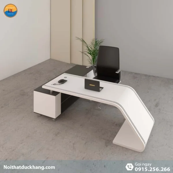 DKFBGD71 | Bàn làm việc giám đốc Arch chân cong độc đáo kèm tủ tài liệu