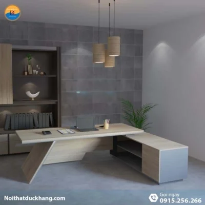 DKFBGD73 | Bàn làm việc giám đốc Zig dáng chữ L kèm tủ tài liệu