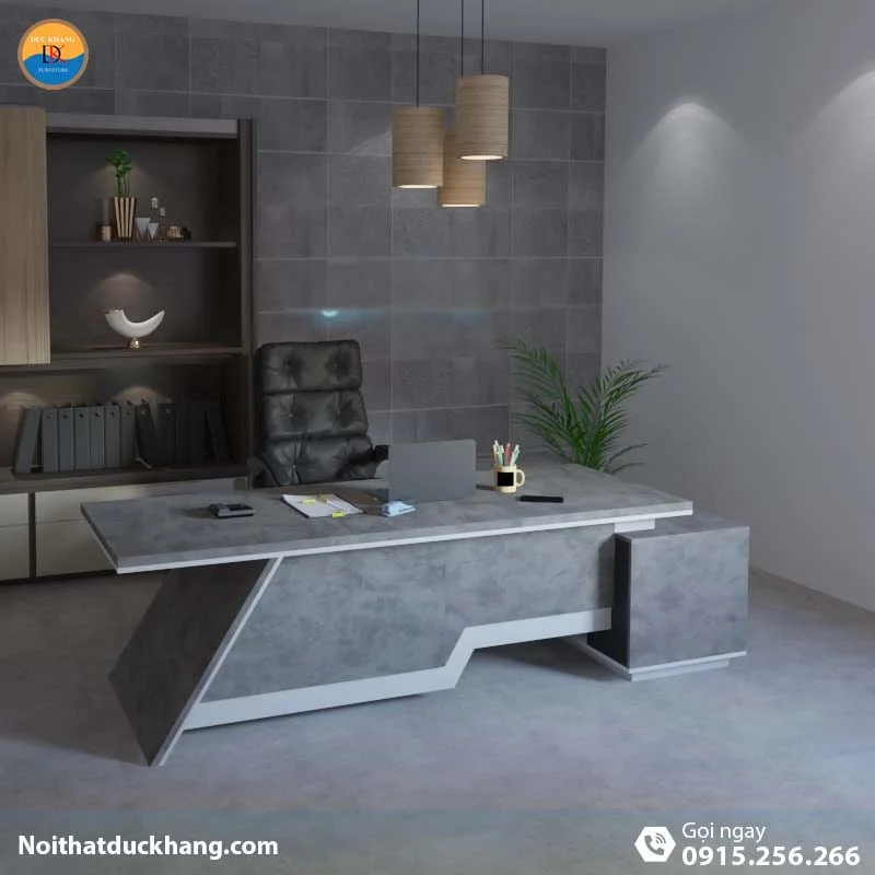 DKFBGD73 | Bàn làm việc giám đốc Zig dáng chữ L kèm tủ tài liệu