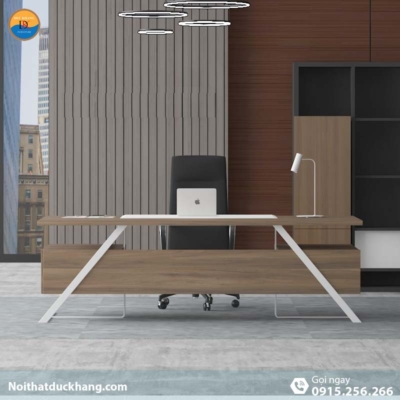 DKFBGD83-W | Bàn giám đốc Frank chân sắt trắng có ngăn kéo tiện lợi