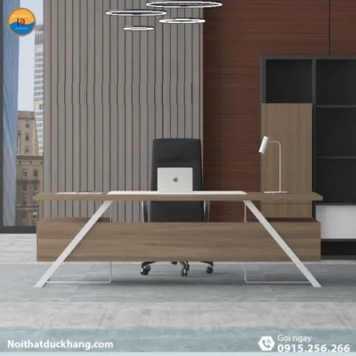 DKFBGD83-W | Bàn giám đốc Frank chân sắt trắng có ngăn kéo tiện lợi