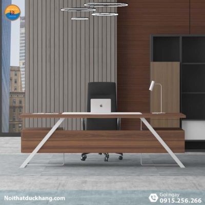 DKFBGD83-W | Bàn giám đốc Frank chân sắt trắng có ngăn kéo tiện lợi