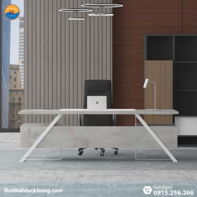 DKFBGD83-W | Bàn giám đốc Frank chân sắt trắng có ngăn kéo tiện lợi