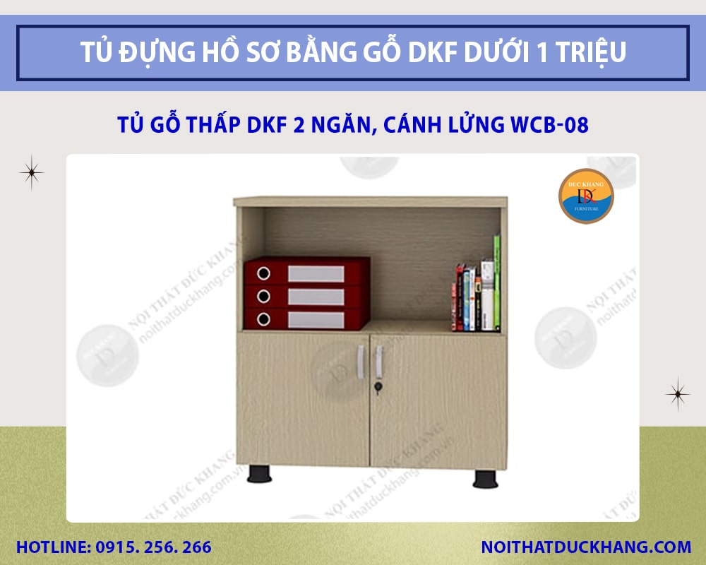 Tủ gỗ thấp DKF 2 ngăn, cánh lửng WCB-08 Tủ gỗ thấp DKF 2 ngăn, cánh lửng WCB-08