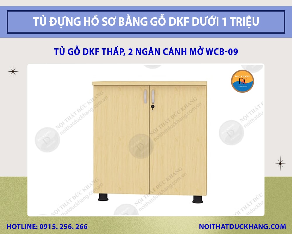 Tủ gỗ DKF thấp, 2 ngăn cánh mở WCB-09 Tủ gỗ DKF thấp, 2 ngăn cánh mở WCB-09