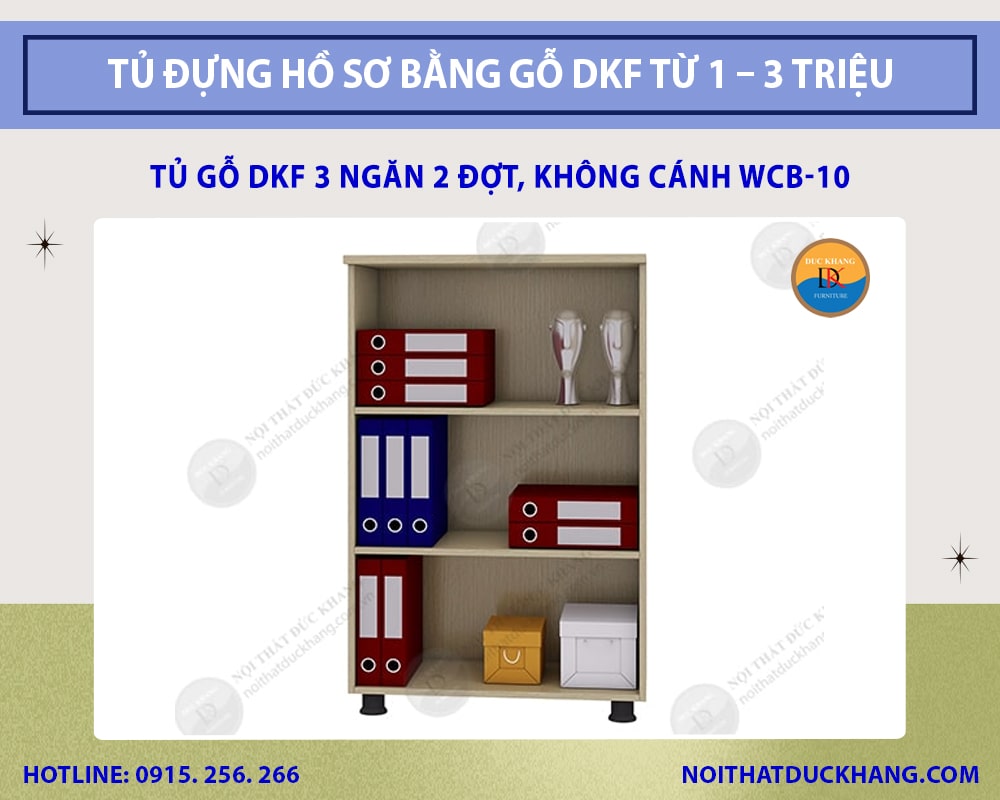 Tủ gỗ DKF 3 ngăn 2 đợt, không cánh WCB-10 Tủ gỗ DKF 3 ngăn 2 đợt, không cánh WCB-10