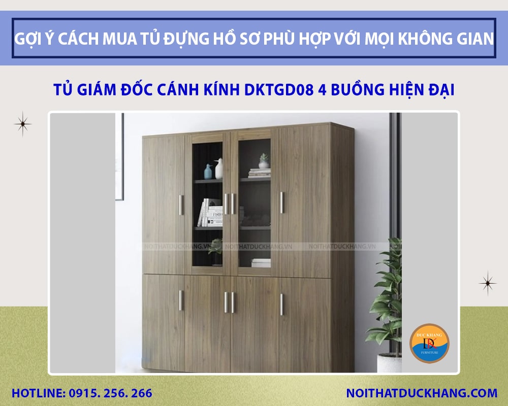 Tủ giám đốc cánh kính DKTGD08 4 buồng hiện đại Tủ giám đốc cánh kính DKTGD08 4 buồng hiện đại