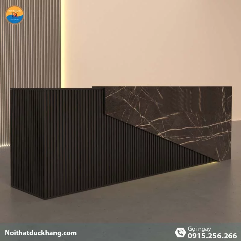 Quầy lễ tân đẹp dành cho 2 người ngồi kèm hộc di động màu đen Vague DKFQLT28-B