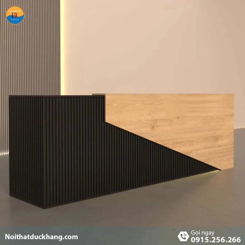 Quầy lễ tân đẹp dành cho 2 người ngồi kèm hộc di động màu đen Vague DKFQLT28-B