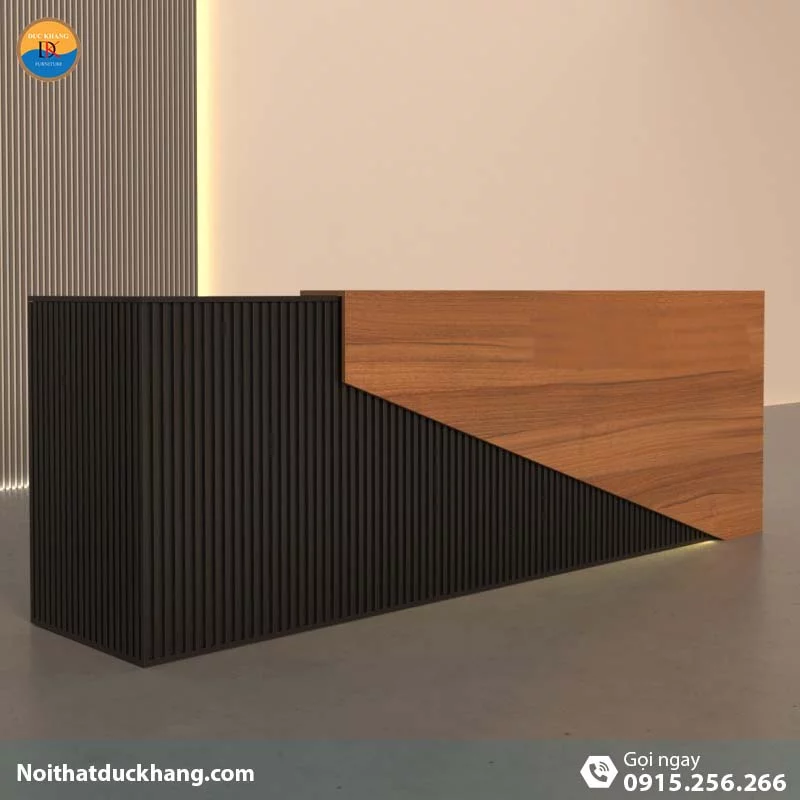 Quầy lễ tân đẹp dành cho 2 người ngồi kèm hộc di động màu đen Vague DKFQLT28-B