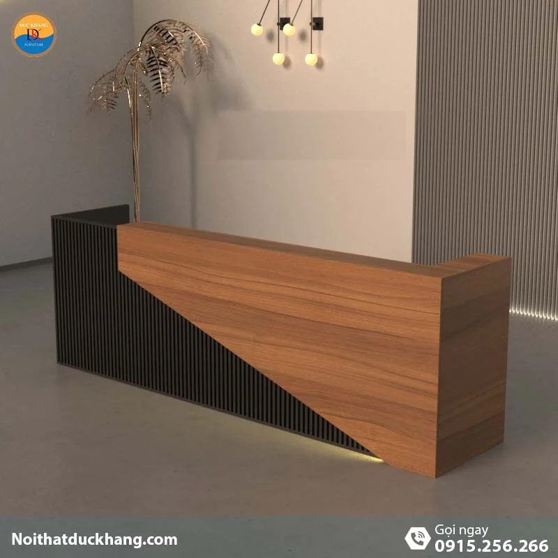 Quầy lễ tân đẹp dành cho 2 người ngồi kèm hộc di động màu đen Vague DKFQLT28-B
