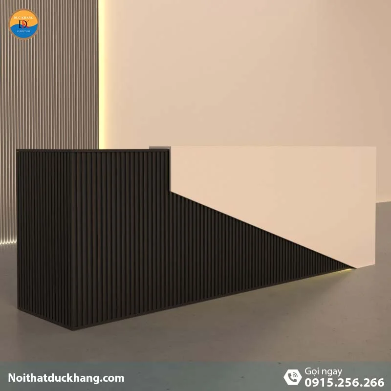 Quầy lễ tân đẹp dành cho 2 người ngồi kèm hộc di động màu đen Vague DKFQLT28-B