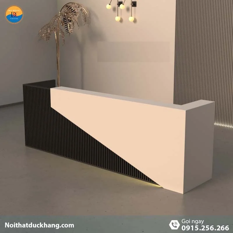 Quầy lễ tân đẹp dành cho 2 người ngồi kèm hộc di động màu đen Vague DKFQLT28-B