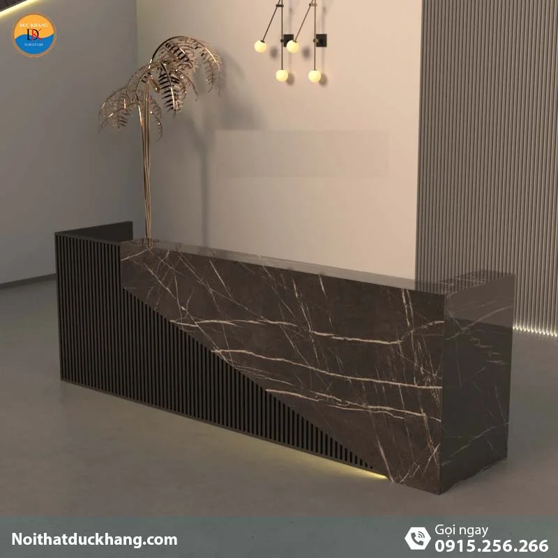Quầy lễ tân đẹp dành cho 2 người ngồi kèm hộc di động màu đen Vague DKFQLT28-B