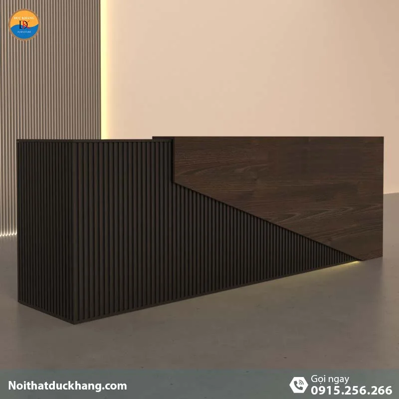 Quầy lễ tân đẹp dành cho 2 người ngồi kèm hộc di động màu đen Vague DKFQLT28-B
