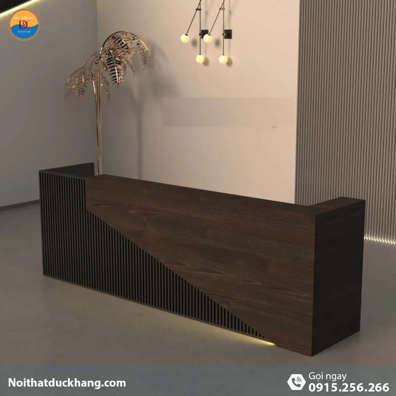 Quầy lễ tân đẹp dành cho 2 người ngồi kèm hộc di động màu đen Vague DKFQLT28-B