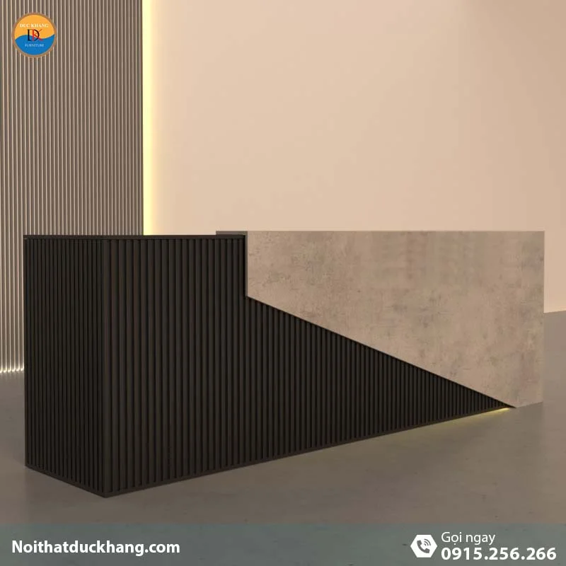 Quầy lễ tân đẹp dành cho 2 người ngồi kèm hộc di động màu đen Vague DKFQLT28-B