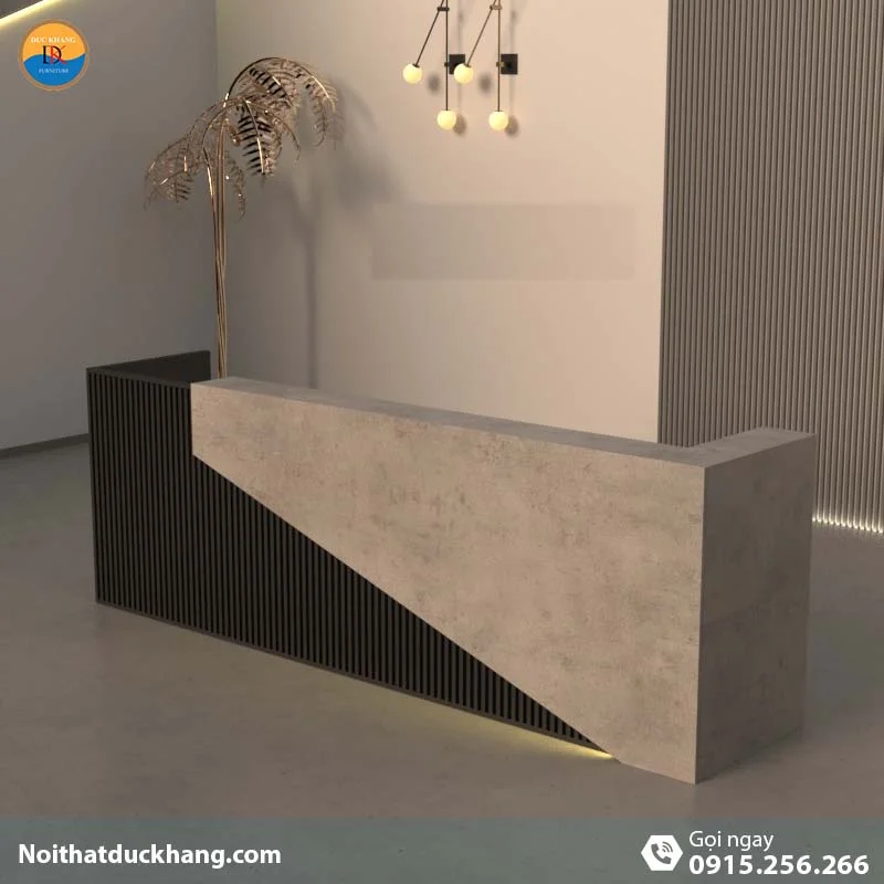 Quầy lễ tân đẹp dành cho 2 người ngồi kèm hộc di động màu đen Vague DKFQLT28-B