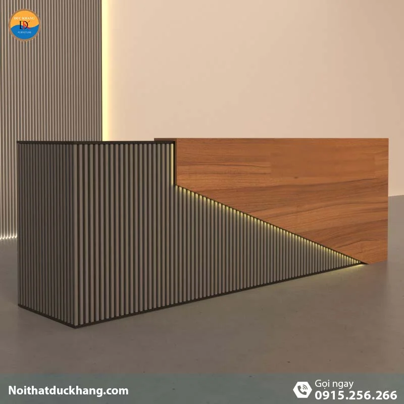 Quầy lễ tân đẹp dành cho 2 người ngồi kèm hộc di động màu xám Vague DKFQLT28-G
