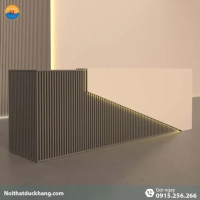 DKFQLT28-G | Quầy lễ tân Vague dành cho 2 người ngồi kèm hộc di động màu xám