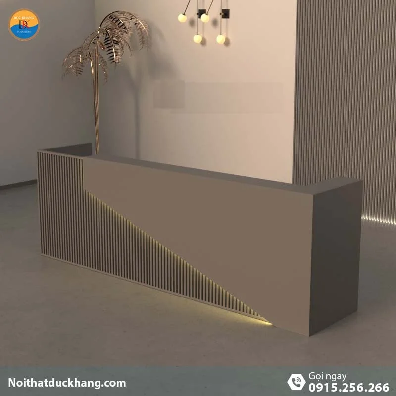 Quầy lễ tân đẹp dành cho 2 người ngồi kèm hộc di động màu xám Vague DKFQLT28-G