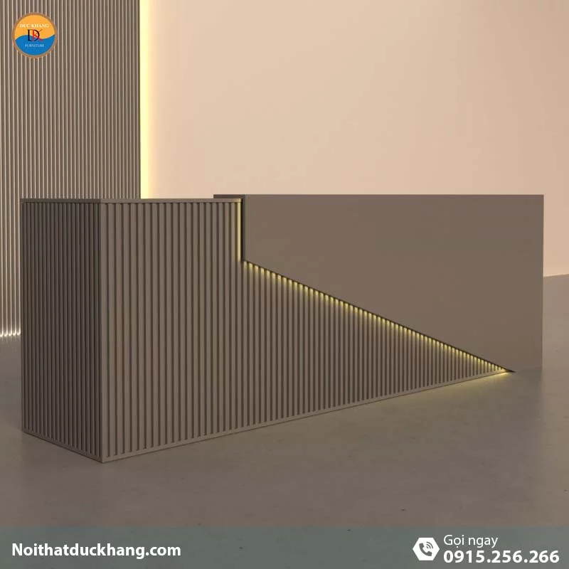 Quầy lễ tân đẹp dành cho 2 người ngồi kèm hộc di động màu xám Vague DKFQLT28-G
