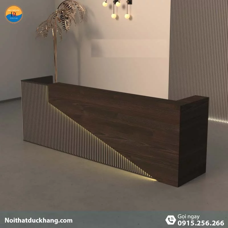 Quầy lễ tân đẹp dành cho 2 người ngồi kèm hộc di động màu xám Vague DKFQLT28-G