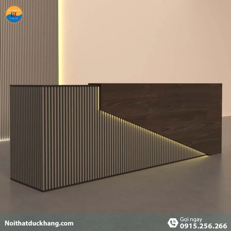 Quầy lễ tân đẹp dành cho 2 người ngồi kèm hộc di động màu xám Vague DKFQLT28-G