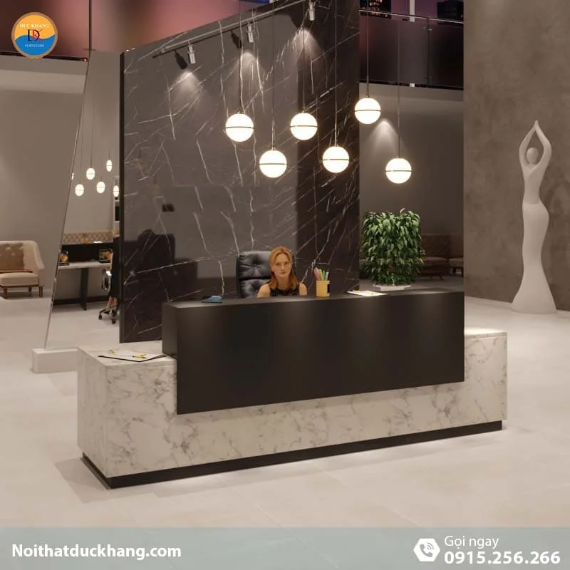 Quầy lễ tân đẹp hiện đại dành cho 2 người kèm hộc di động màu đen Opa DKFQLT31-B Quầy lễ tân đẹp hiện đại dành cho 2 người kèm hộc di động màu đen Opa DKFQLT31-B