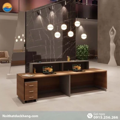 DKFQLT31-G | Quầy lễ tân Opa dành cho 2 người màu xám kèm hộc di động DKFQLT31-G | Quầy lễ tân Opa dành cho 2 người màu xám kèm hộc di động
