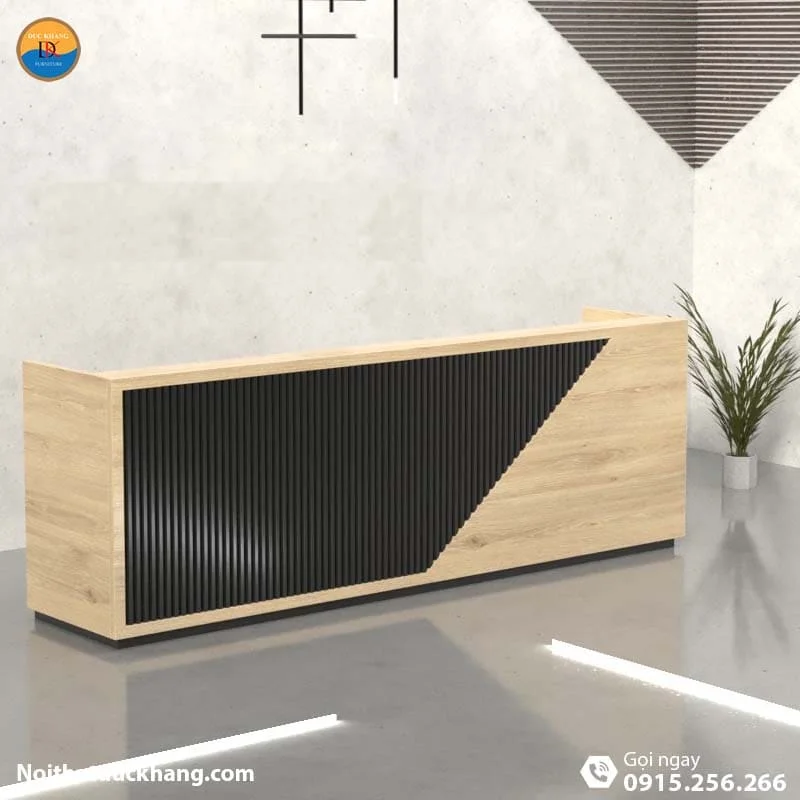Quầy lễ tân khách sạn chữ U dành cho 2 người màu đen Nock DKFQLT34-B