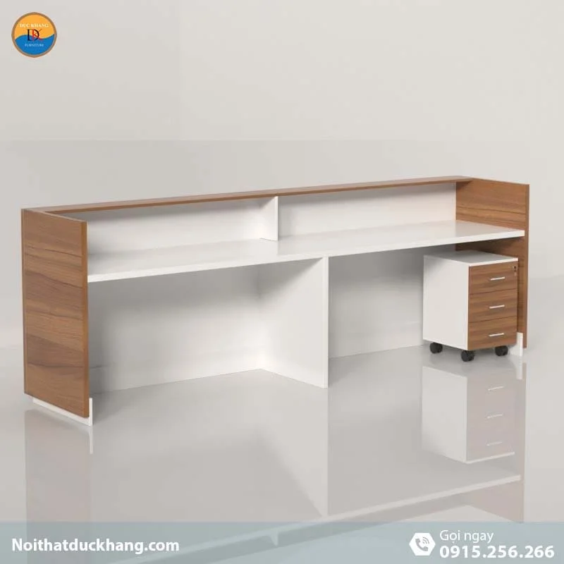 Quầy lễ tân khách sạn chữ U trang trí đẹp mắt dành cho 2 người Nock DKFQLT34-W