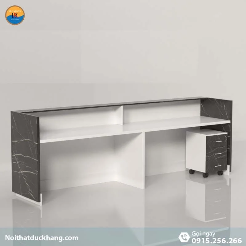 Quầy lễ tân khách sạn chữ U trang trí đẹp mắt dành cho 2 người Nock DKFQLT34-W