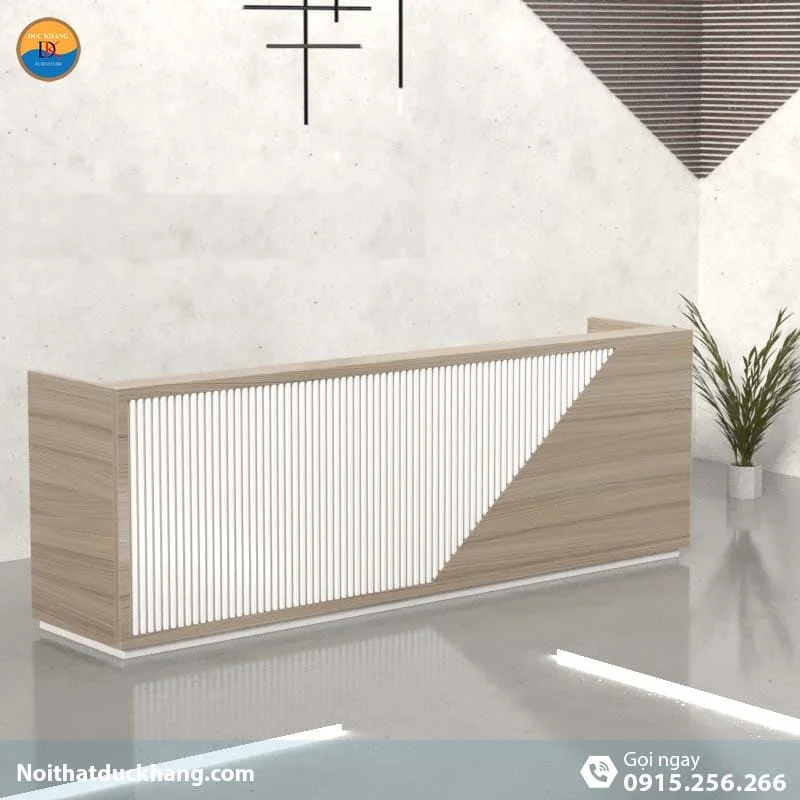 Quầy lễ tân khách sạn chữ U trang trí đẹp mắt dành cho 2 người Nock DKFQLT34-W