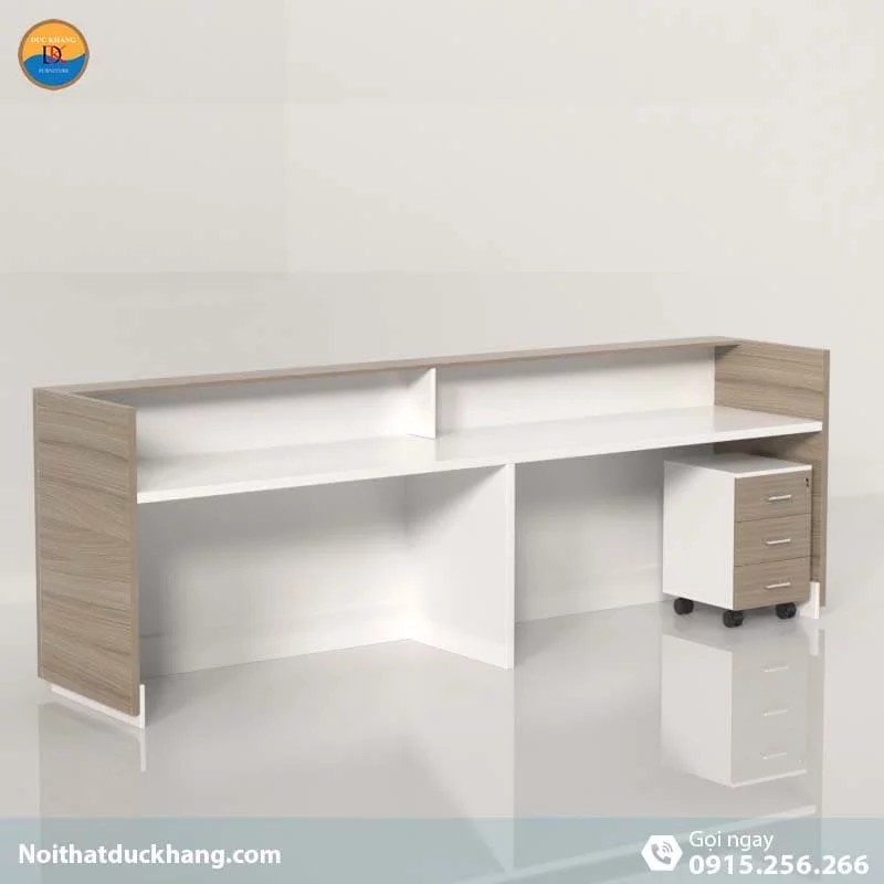 Quầy lễ tân khách sạn chữ U trang trí đẹp mắt dành cho 2 người Nock DKFQLT34-W