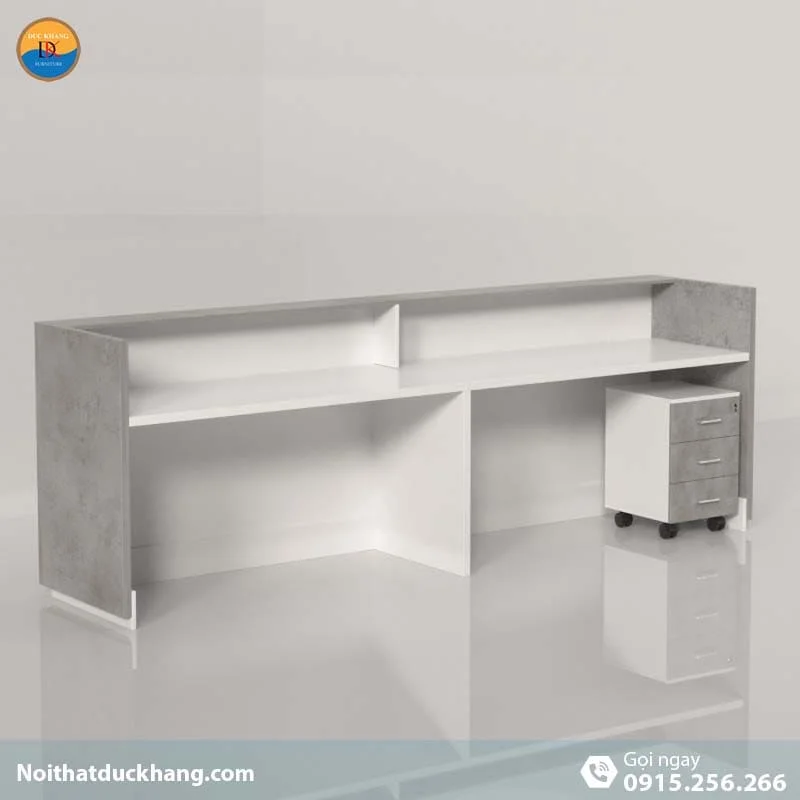 Quầy lễ tân khách sạn chữ U trang trí đẹp mắt dành cho 2 người Nock DKFQLT34-W