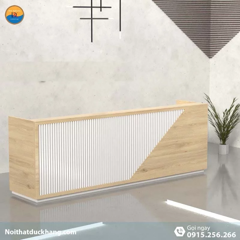 Quầy lễ tân khách sạn chữ U trang trí đẹp mắt dành cho 2 người Nock DKFQLT34-W
