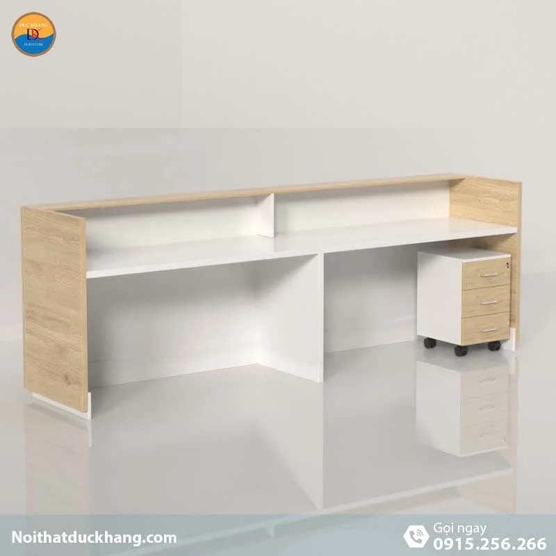 Quầy lễ tân khách sạn chữ U trang trí đẹp mắt dành cho 2 người Nock DKFQLT34-W