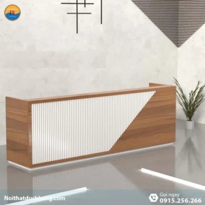 DKFQLT34-W | Quầy lễ tân Nock dáng chữ U có sọc trắng trang trí, dành cho 2 người DKFQLT34-W | Quầy lễ tân Nock dáng chữ U có sọc trắng trang trí, dành cho 2 người