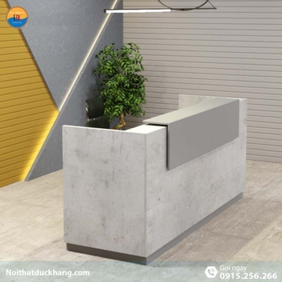 DKFQLT35-G | Quầy lễ tân Lieu dáng chữ U có bảng xám trang trí kèm hộc di động