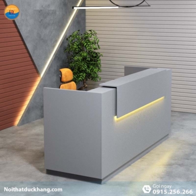 DKFQLT35-G | Quầy lễ tân Lieu dáng chữ U có bảng xám trang trí kèm hộc di động