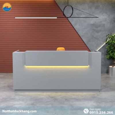 DKFQLT35-G | Quầy lễ tân Lieu dáng chữ U có bảng xám trang trí kèm hộc di động
