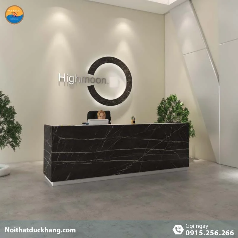 DKFQLT37-W | Quầy lễ tân Rok dáng chữ U màu trắng kèm hộc di động, dành cho 2 người