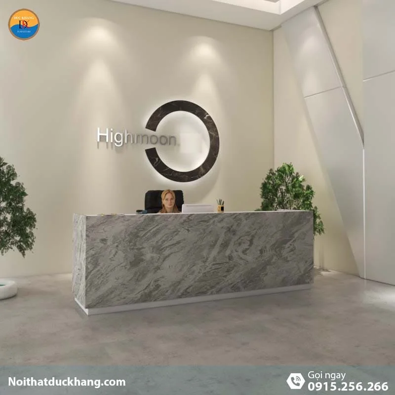 DKFQLT37-W | Quầy lễ tân Rok dáng chữ U màu trắng kèm hộc di động, dành cho 2 người